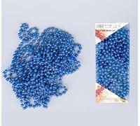 Ghirlanda di perline di Natale metallizzata con perle artificiali per albero di Natale, 7,2 m, colore: blu lucido, decorazione fai da te per gioielli