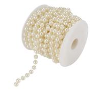 Ghirlanda di Perline di Perle da 10 M/rotolo, Corda di Corda con Rocchetto di Perline Artificiali per la Decorazione della Festa Nuziale 8 Mm (Beige)