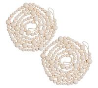 Ghirlanda di perline in legno rustico, 2 pezzi, 4 m, decorazione naturale per casali e stili boho