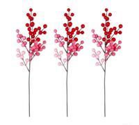 Ghirlanda di piante artificiali, set da 3 per decorazione da parete | Simile alla vita, bacche rosse, lunghezza 40 cm, non necessita di annaffiatura, fresche tutto l'anno