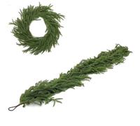 Ghirlanda di pino artificiale di Norfolk, ghirlanda natalizia di pino invernale realistica al tatto, ghirlanda di cedro verde, spessa, per mantello, tavolo, parete, decorazioni natalizie per interni