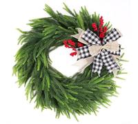 Ghirlanda di pino artificiale in plastica per la decorazione della porta di Natale, diametro 40 cm, progettata per portare un tocco festivo tutto l'anno