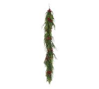 Ghirlanda di pino - artificiale natalizio ghirlanda di pino con bacche rosse e verde | Decorazione per le vacanze sospese per ringhiera per scale, mensola del, e esterno interno