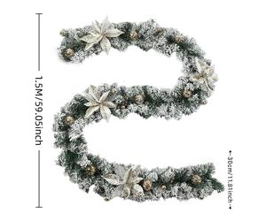 Ghirlanda di Pino Completa PreLit Decorazione Natalizia Oro e Bianco per Casa ed