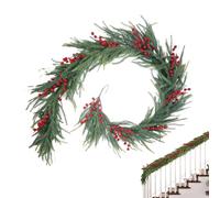 Ghirlanda Di Pino Natalizio - Ghirlanda Di Pino, Ghirlanda Artificiale Real Touch Con Bacche Rosse | Decorazione Della Porta D'ingresso, Decorazione Del Tavolo Pieghevole, Ornamento Della Ghirlanda Pe