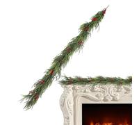 Ghirlanda di pino per la porta | Pianta artificiale riutilizzabile - Ghirlanda di pino con bacche artificiali,Per tavolo scale caminetto decorazione finestra soggiorno sala da pranzo