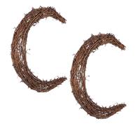 Ghirlanda di rattan a forma di mezzaluna da 2 pezzi: cornice per ghirlanda in