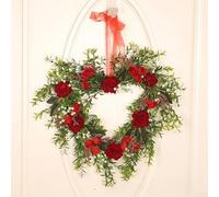 Ghirlanda di rose di San Valentino, fiori artificiali a forma di fiore artificiale per primavera estate matrimonio decorazione da appendere alla porta (30 cm rosso)