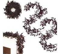 Ghirlanda di semi di prugna artificiale Cimicifuga, 1,8 m, decorazione autunnale artificiale con foglie autunnali per Halloween, ghirlanda autunnale del Ringraziamento