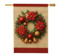 Ghirlanda di stelle di Natale da giardino, bandiera rossa decorativa per le vacanze, striscione su entrambi i lati, bandiera festiva in iuta per cortile, decorazione per esterni, 71 x 101 cm