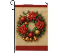 Ghirlanda di stelle di Natale da giardino, bandiera rossa per le vacanze, decorazione natalizia su entrambi i lati, bandiera festiva in iuta per cortile, decorazione per esterni, 30,5 x 45,7 cm