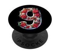 Ghirlanda di stelle di Natale numero nove allegria natalizia PopSockets PopGrip Adesivo