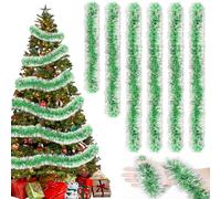 Ghirlanda di Tinsel Natalizio Verde Lucido, Decorazione per Albero di Natale, Dorata, Orpello per Tende, Camere, Feste di Natale