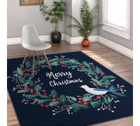 Ghirlanda di vacanze 140x200cm Tappeto Buon Natale Vischio e Uccelli Modello Accogliente Lavabile Tappetini A Pelo Basso per Soggiorno Camera Da Letto