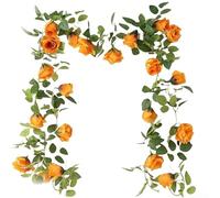 Ghirlanda di vite artificiale in rattan, set da 2 pezzi, lunghezza 2,25 m, giallo, per interni ed esterni, decorazione per casa, matrimonio, giardino, poca manutenzione, non richiede irrigazione