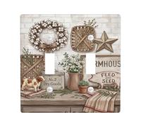 Ghirlanda doppia piastra di copertura per interruttore della luce, casa colonica rustica stella mucca caduta neutra plastica dimensioni standard piatti decorativi da parete per casa soggiorno nuovo