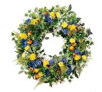 Ghirlanda floreale artificiale, per decorazione della porta d'ingresso, 35 cm, in plastica, per estate, primavera, per casa, parete, finestra, festa di nozze, giardino (35 cm)