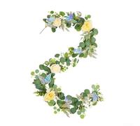 Ghirlanda floreale artificiale pieghevole da 180 cm, con 6 farfalle 3D, per tavolo da matrimonio, giardino, recinzione, decorazione da appendere alla parete (B)