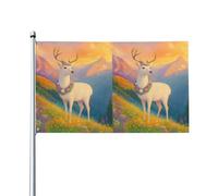 Ghirlanda floreale con cervo bianco, bandiera da prato, decorazione per la casa, decorazione per il cortile, bandiere da esterno dai colori vivaci