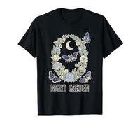 Ghirlanda Floreale Night Garden Moth Moon Celestial Botanical Na Maglietta