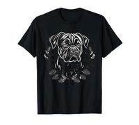 Ghirlanda floreale per cani boxer - Arte vettoriale in scala di grigi Maglietta