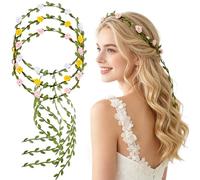 Ghirlanda floreale per capelli, 3 pezzi, stile bohémien, da donna, fascia per capelli da sposa, per feste di fata, matrimoni, festival ed eventi festivi