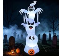 Ghirlanda gonfiabile da 2,4 m di altezza per Halloween, zucca terrificante portatile, luci LED integrate, decorazione esterna per cortile, giardino, prato, feste in casa