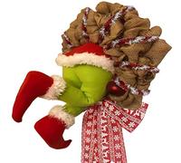 Ghirlanda Grinch, Corone Natale, Come Il Ladro di Natale ha Rubato la Ghirlanda di Iuta di Natale Decorazioni Natalizie del Grinch Squisita Ghirlanda di Santa Claus per Interno Esterno Finestra