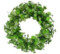 Ghirlanda in legno con trifoglio, ghirlanda per il giorno di San Patrizio, ghirlanda verde artificiale | decorazione da parete per la casa irlandese di San Patrizio