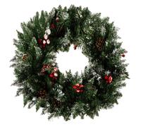 Ghirlanda Innevata Natalizia, Dietroporta Natale, Folta Diametro 45 cm, Pigne e Bacche, Uso Interno Esterno, Decorazione Natale, Porte Pareti Finestre