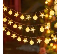 Ghirlanda LED 6 m (40 lampadine LED) USB - Stelle e palline - Bianca KP36345