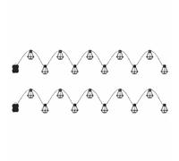 Ghirlanda luminosa a LED per esterni, lampada da giardino, lampada da terrazza, lanterna, gabbia decorativa, nera, in plastica, LED bianco caldo, L 230 cm, set da 2 pezzi