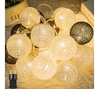 Ghirlanda Luminosa Cameretta, Zodight 3,8M 20 Sfere Cotone LED Catena Luminosa Interno Con spina, per Decorazione Della Luce Notturna Interna, Come Natale, Matrimonio, Festa, Stanza, Tenda