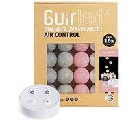 Ghirlanda luminosa con sfere di cotone a LED USB, telecomando senza fili, caricabatterie doppio USB 2 A incluso, 10 intensità diverse, 16 o 24 sfere, Plastica, Églantine, 16 Sfere