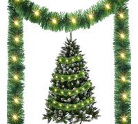 Ghirlanda luminosa di ghirlande di nozze, ghirlanda luminosa di Natale,Ghirlanda di ghirlande luminose ornamenti di striscioni verdi | Strisce luminose intrecciate, decorazione natalizia
