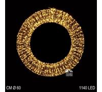 GHIRLANDA LUMINOSA NATALIZIA 1140 LED LUCE BIANCO CALDO D.60 CM ART. 05178