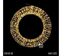 GHIRLANDA LUMINOSA NATALIZIA 640 LED LUCE BIANCO CALDO D.45 CM CON CAVO