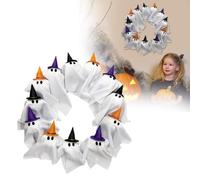 Ghirlanda luminosa per Halloween, 2025, con 12 LED, bianca, con fantasma, decorazione da appendere alla porta d'ingresso, per interni ed esterni, parete, finestra, portico, patio, giardino, fattoria