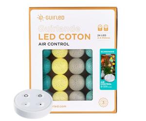 Ghirlanda luminoso a LED per batuffoli di cotone USB - Telecomando wireless - Luce notturna per bambini 2h - Adattatore doppio USB 2A incluso - 4 intensità - 24 sfere 4 m - Scandinavo