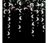 Ghirlanda Luna Stelle, RosyFate 4M Ghirlanda Stelle Argento, Decorazione Di Carta Ghirlanda Colorata, per Matrimonio Compleanno Natale Festival Festa(Moon)