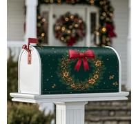 Ghirlanda magnetica per cassetta delle lettere, nastro natalizio in pino verde, decorazioni per cassetta delle lettere per giardino, cortile, 53 x 64 cm