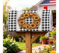 Ghirlanda magnetica per cassetta delle lettere, rustica fattoria girasole zucche autunnali arancioni copertura per cassetta delle lettere per esterni decorazione da giardino 53 x 64 cm