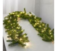 Ghirlanda Natale Invernale Pino 180cm, Ghirlanda Natalizia Artificiale Floccata con Pigne e Grappoli Bacche per Camino, Tavolo, Porta D'ingresso, Decorazione Casa