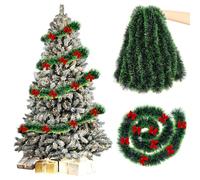 Ghirlanda Natalizia 10m, ZoneYan Ghirlanda Albero di Natale, Ghirland-a Natalizia per Scale, Ghirland-a Natali-zia per Porta, Addobbi per Albero Casa Interni Esterno (Verde)