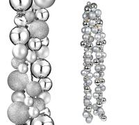 Ghirlanda Natalizia 142 Palline Natale 180cm Festone con LED Natalizio Argento