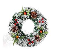 Ghirlanda Natalizia 30cm, Corona per Porta d'Ingresso con Bacche Rosse e Pigne, Pronta da Appendere per un'Atmosfera Festiva Immediata