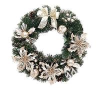 Ghirlanda Natalizia 40 cm Bella ed Elegante Ghirlanda Natalizia sospesa Ghirlanda Glitter Fiore Palla di Frutta Cono Ornamenti Natalizi Ghirlanda per Porta Finestra