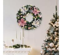 Ghirlanda Natalizia a Cono con Luce, Decorazione Rotonda per Festa, Sfondo per