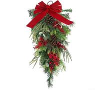 Ghirlanda natalizia a forma di goccia, per decorazione natalizia, realizzata in plastica per resistere alle intemperie, adatta per uso interno ed esterno su porte e pareti (75 cm)