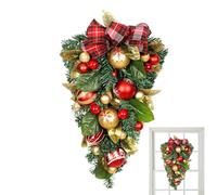Ghirlanda Natalizia A Goccia, Festone Natalizio A Goccia Per La Decorazione Delle Scale, Ghirlanda Artificiale Con Fiocco, Palline Di Natale Rosse E Dorate,ornamenti Da Appendere Della Porta Natalizia